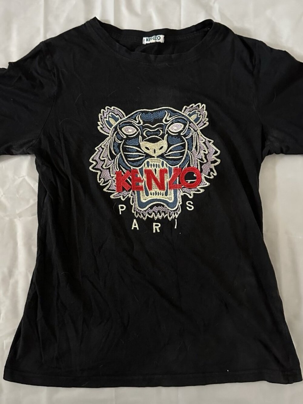 Kenzo Paris Shirt Women’s Small Black Tiger Graphic Short Sleeve Embroidered